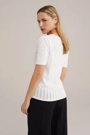 WE Fashion Dames gebreide trui met opengewerkt dessin