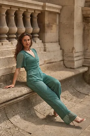 FREEBIRD Jara Plisse-Lurex Jumpsuit
