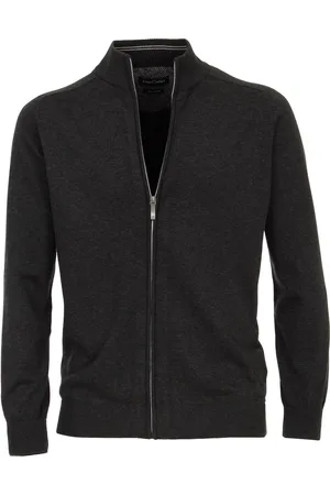 Casa Moda Heren vest katoen - antraciet (met rits)