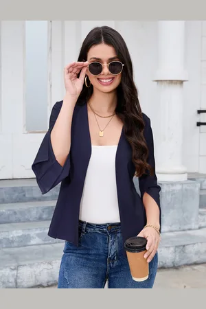 Merkloos Dames Bolero Elegante Cardigan Business OL Boleros Lange Mouw Open Voorkant Blazer Jas L