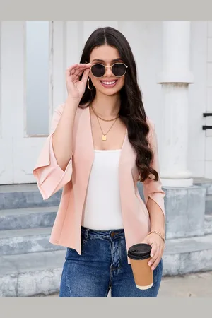 Merkloos Dames Bolero Elegante Cardigan Business OL Boleros Lange Mouw Open Voorkant Blazer Jas XL