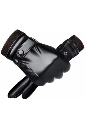 Merkloos Heren leren handschoenen - Winter warme touchscreen handschoenen - Verstelbare zwarte zachte handschoenen kasjmier voering - Kerstcadeau Verjaardagscadeau Valentijnsdag cadeau