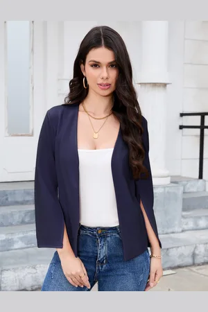 Merkloos Dames Bolero Elegante Cardigan Business OL Boleros Lange Mouw Open Voorkant Blazer Jas XL