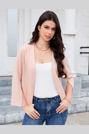 Merkloos Dames Bolero Elegante Cardigan Business OL Boleros Lange Mouw Open Voorkant Blazer Jas S
