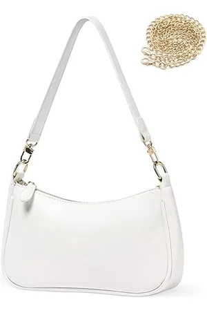Merkloos Elegante witte PU lederen schoudertas voor dames - clutch met ketting - 1 stuk