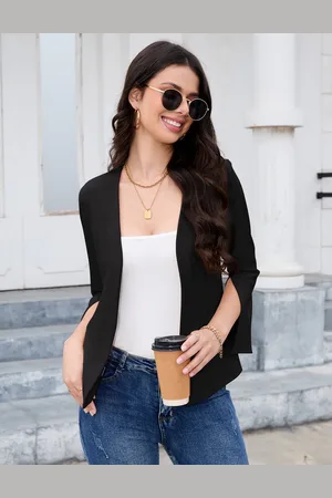 Merkloos Dames Bolero Elegante Cardigan Business OL Boleros Lange Mouw Open Voorkant Blazer Jas XXL