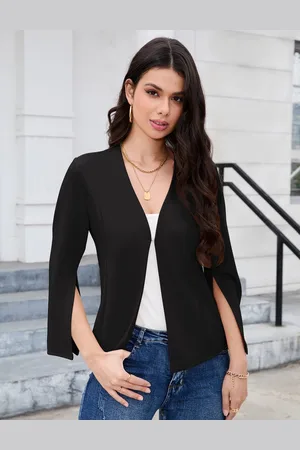 Merkloos Dames Bolero Elegante Cardigan Business OL Boleros Lange Mouw Open Voorkant Blazer Jas XL
