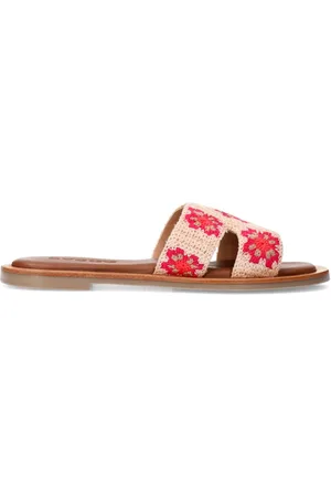 Sacha Dames - slippers met roze bloemen embroidery