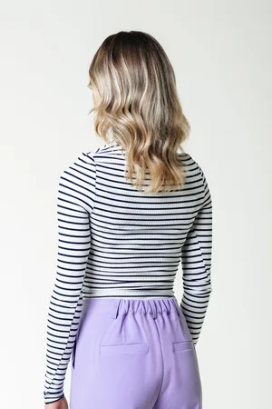 Colourful rebel Jessie Stripe Rib Long Sleeve Top Tops & T-shirts Dames - Shirt -