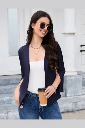 Merkloos Dames Bolero Elegante Cardigan Business OL Boleros Lange Mouw Open Voorkant Blazer Jas XXL