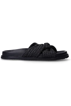 Sacha Dames - Zwarte gevlochten slippers