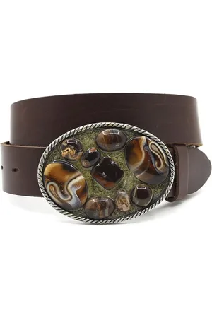 A-zone Dames buckle riem met stenen - dames riem - 4 cm breed - - Echt Leer - Taille: 90cm - Totale lengte riem: 105cm