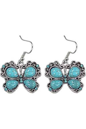 Fako Bijoux® Oorbellen - Tibetaanse Stijl - Turquoise - Vlinder