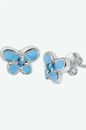 Yo&No Oorbellen - Zilver - Oorhangers - Vlinder - Steker - Topaas - 9/8mm - Kinderen - Zilver 925