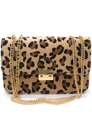 Merkloos Schoudertas Dames | Panterprint | Goudkleurige Ketting | Trendy Design | PU Leer | 26x18x7.5 cm