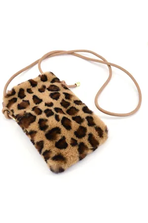 Fashion Favorite Fluffy Telefoontasje - Luipaard | 22 x 15 x 4 cm | Polyester |
