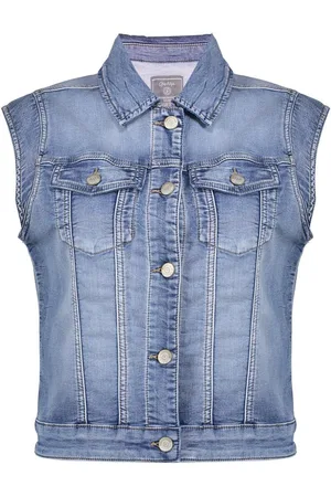 Geisha Gilet Jeans Jacket Sleeveless 55021 10 Mid Blue Denim Dames