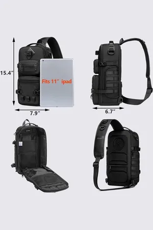Merkloos Tactische Sling Bag Heren Tactische Schoudertassen Militaire Schoudertas Waterdichte Molle Sling Rugzak voor Sport/Wandelen/Trekking/Reizen