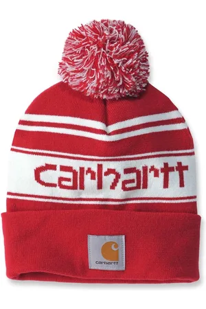 Carhartt Mütze Knit Cuffed Logo Beanie Red/Winter White Marl