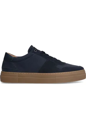 Manfield Heren - Blauwe suède sneakers