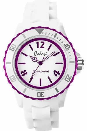 Colori White Summer 5 COL402 Horloge - Siliconen Band - Ø 44 mm - Wit / Paars