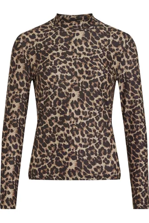 VILA T-shirt Vileoa L/s High Neck Top - Noos 14066134 Nomad/leo Dames