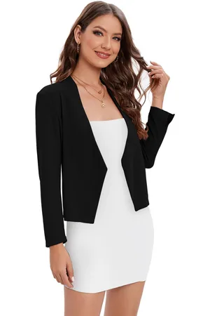 Merkloos Damesblazer, kort, casual, elegant blazerjack, zakelijk blazerjack met open voorkant M