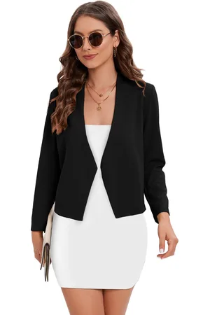 Merkloos Damesblazer, kort, casual, elegant blazerjack, zakelijk blazerjack met open voorkant L