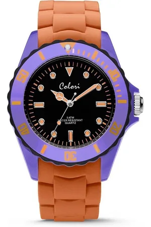 Colori Colour Combo 5 COL298 Horloge - Siliconen Band - Ø 44 mm - Oranje / Lila Paars