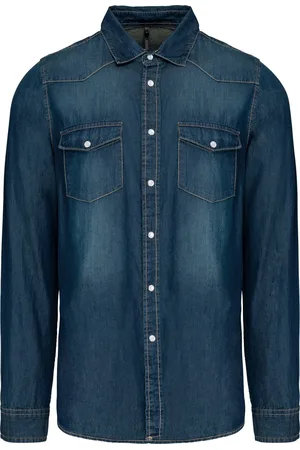 Kariban Heren denim overhemd lange mouwen K519 - - 3XL