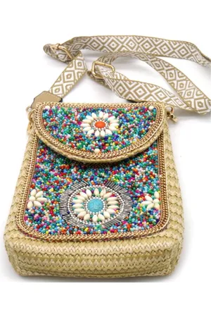 Merkloos Boho Schoudertas Dames | Handgemaakt | Kralen & Schelpen | Festival & Zomer Tas | Verstelbare Band | 20x15cm