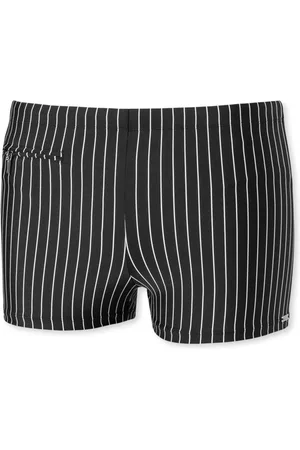 Schiesser Retro badpak met ritszakje gerecyclede tricot strepen - nautical casual Heren Onderbroek - schwarz