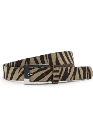 A-zone Dames riem zebra donkerbruin/beige - dames riem - 3 cm breed - - Echt Leer - Taille: 85cm - Totale lengte riem: 100cm