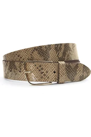 A-zone Dames riem bruin/ brons met slangenprint - dames riem - 4 cm breed - - Echt Leer - Taille: 85cm - Totale lengte riem: 100cm