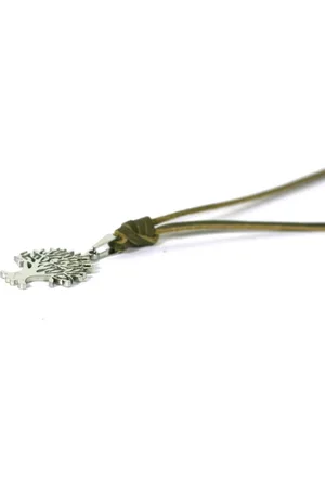 IBIZA MEN MENS JEWELLERY Jongens ketting leer veter vintage - RVS levensboom