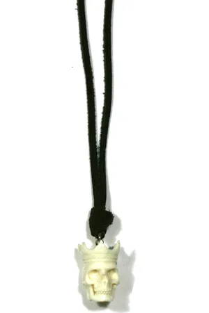IBIZA MEN MENS JEWELLERY IbizaMen KIDS - Jongens ketting - lerenveter vintage - skull kroon - 60cm