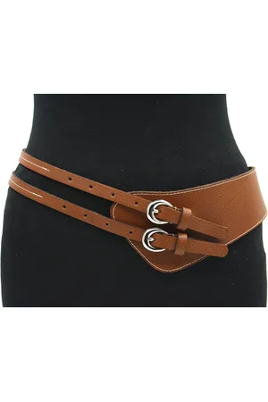 A-zone Dames afhangceintuur donker - dames riem - 10 cm breed - - Echt Leer - Taille: 90cm - Totale lengte riem: 105cm