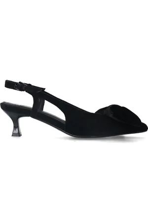 Manfield Dames - Zwarte velours slingbacks met strik