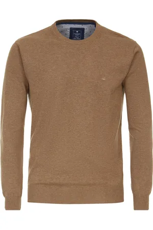 Redmond Heren trui katoen - O-hals - camel (middeldik)