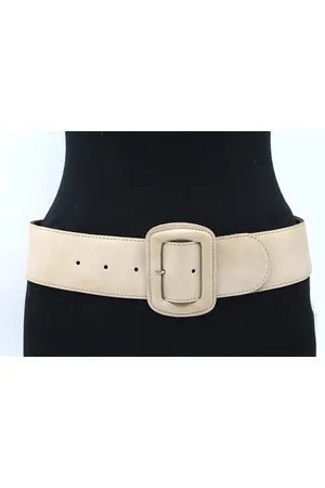 A-zone Dames leren tailleriem - dames riem - 6 cm breed - - Echt Leder/velours - Taille: 95cm - Totale lengte riem: 110cm
