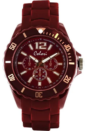 Colori Classic Chic 5 COL247 Horloge - Siliconen Band - Ø 44 mm - Rood