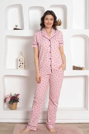 Merkloos Alimer - Dames Pyjama Set - 100% Katoen - - M
