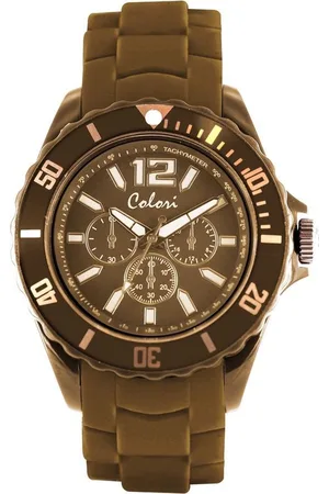 Colori Classic Chic 5 COL248 Horloge - Siliconen Band - Ø 44 mm - Camel Bruin