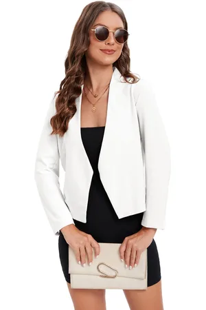 Merkloos Damesblazer, kort, casual, elegant blazerjack, zakelijk blazerjack met open voorkant L