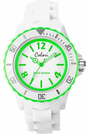 Colori White Summer 5 COL400 Horloge - Siliconen Band - Ø 44 mm - Wit / Groen