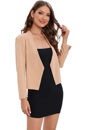 Merkloos Damesblazer, kort, casual, elegant blazerjack, zakelijk blazerjack met open voorkant S