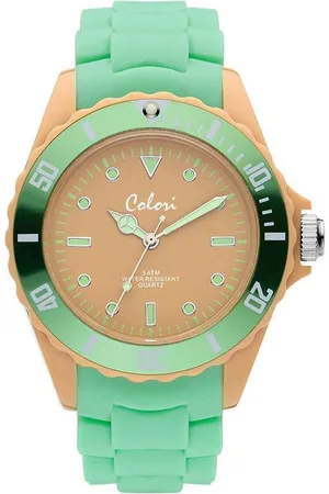 Colori Colour Combo 5 COL372 Horloge - Siliconen Band - Ø 44 mm - Mint Groen / Beige