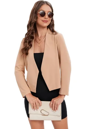 Merkloos Damesblazer, kort, casual, elegant blazerjack, zakelijk blazerjack met open voorkant XL