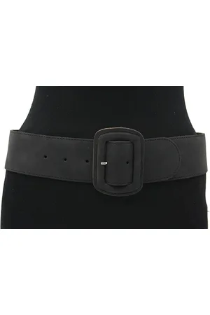 A-zone Dames leren tailleriem - dames riem - 6 cm breed - - Echt Leder/velours - Taille: 90cm - Totale lengte riem: 105cm