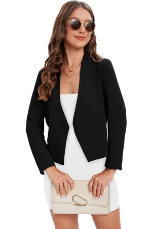 Merkloos Damesblazer, kort, casual, elegant blazerjack, zakelijk blazerjack met open voorkant XXL